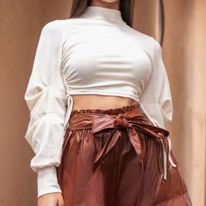 Longsleeve Baggy White Crop Top